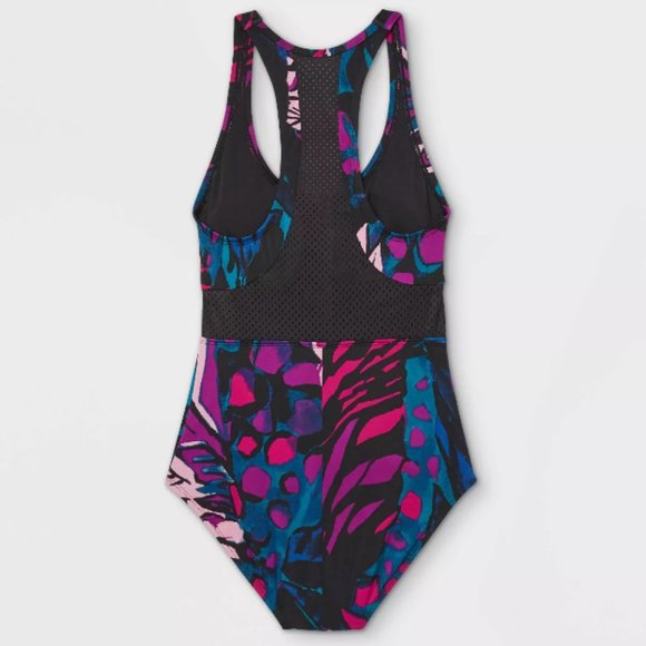 ALL IN MOTION Zip-Front Racerback Laser Cut Back Detail One Piece Swimsu… - Picture 7 of 10